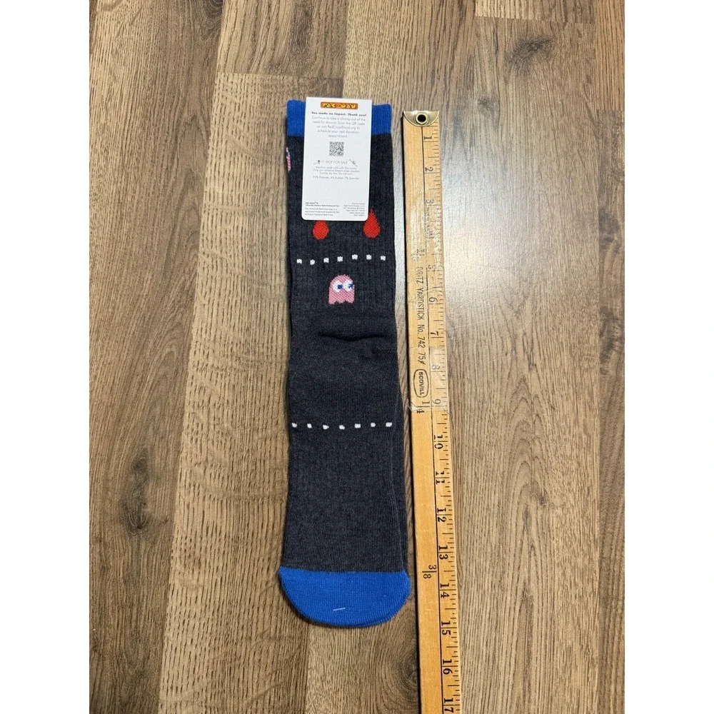 Pac-Man American Red Cross Socks Unisex OSFM Gray Adult Retro Video Game NWT